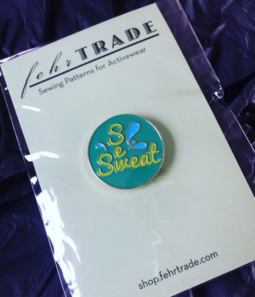 Sew/Sweat enamel badge