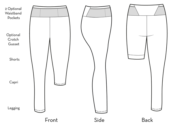 PDF Sewing Pattern Sizes 2-8 Womens High Waist Mesh Inset Leggings With  Pockets 