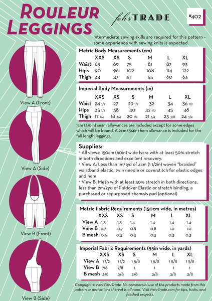 Rouleur Leggings PDF sewing pattern – Fehr Trade