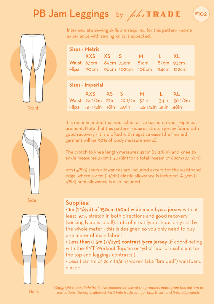 PB Jam Leggings PDF sewing pattern – Fehr Trade
